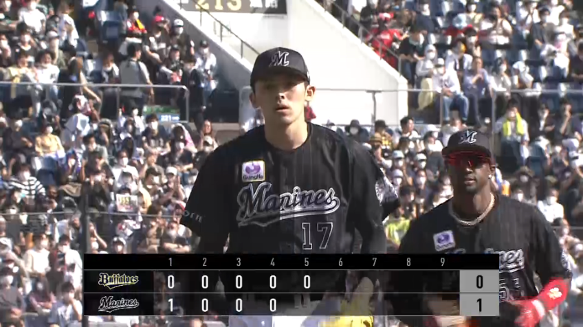 5回表・M佐々木朗希 日本記録となる13者連続奪三振を記録する!!