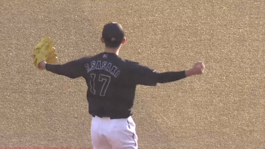 9回表・M佐々木朗希 完全試合達成!! 最後はプロ野球タイ記録の19奪三振で試合終了!!