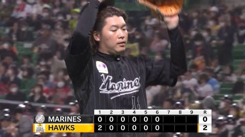 6回裏・M二木康太 この回を3者凡退に抑え、6回被安打4自責点1の好投を見せる!!