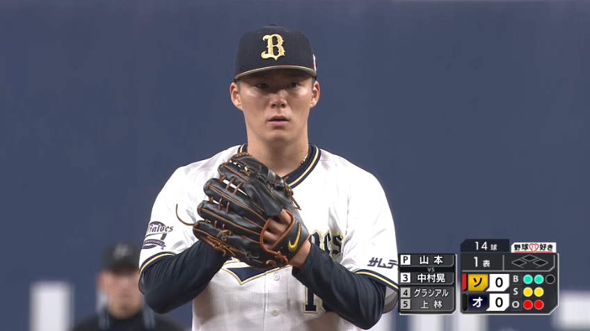 1回表・B山本由伸 順調な立ち上がり!! 初回を3者凡退に抑える!!