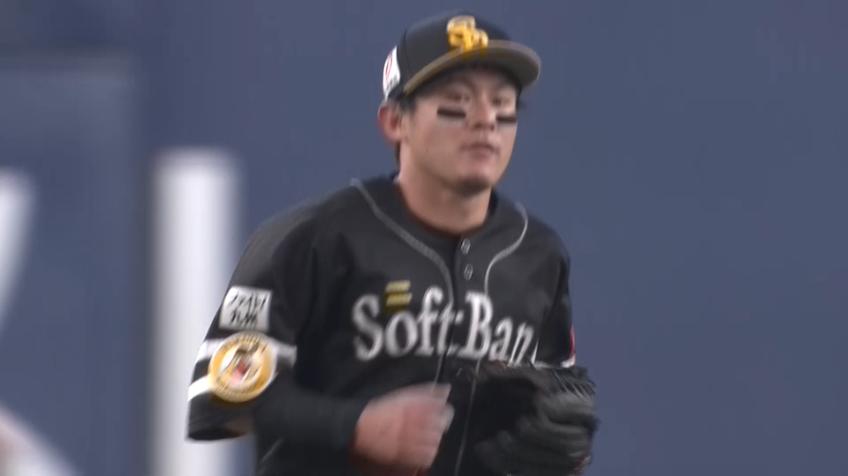 8回裏・H牧原大成 ファインプレー!! 逆シングルで上手く捌きアウトを奪う!!