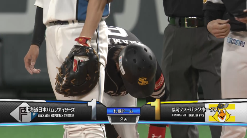 2回表・H今宮健太 一二塁間を破るタイムリーですぐさま同点に追いつく!!