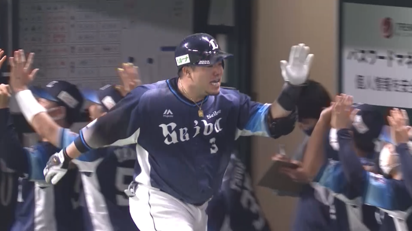 1回表・L山川穂高 どすこい砲炸裂!! 先制の3ランホームランを放つ!!