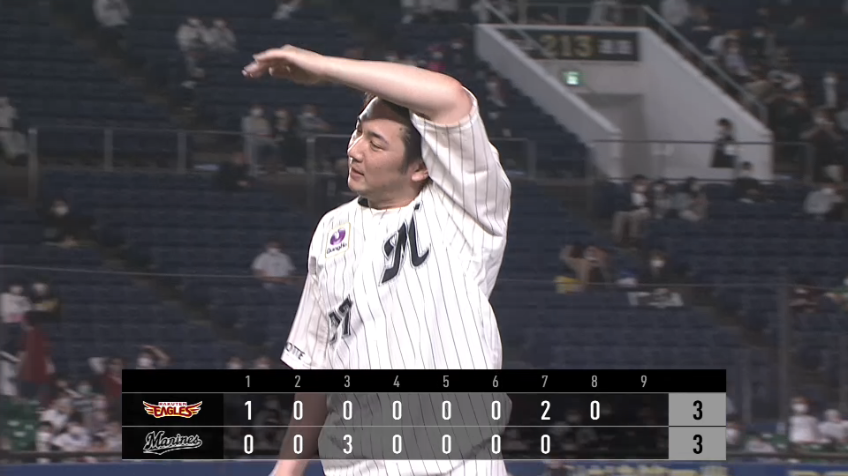 8回表・M小野郁 同点の場面で3者凡退に抑える好リリーフを見せる!!