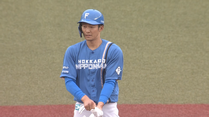 4回表・F石井一成 Mロメロの連続無失点記録を止める先制のタイムリー2ベースを放つ!!