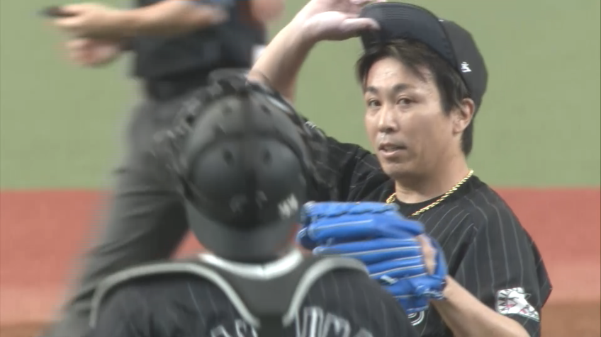 9回裏・M益田直也 勝利の瞬間!! 失点するも最後は三振を奪い試合終了!!