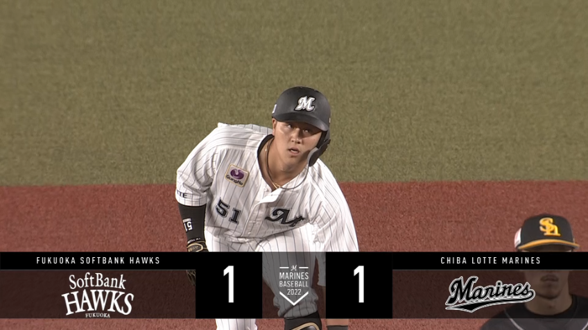 5回裏・M山口航輝 レフトへのタイムリー2ベースヒットで同点に追いつく!!