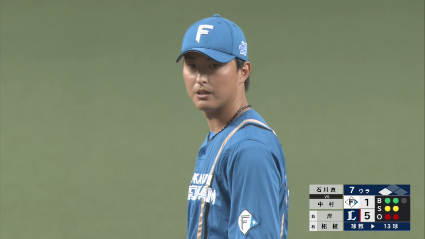 7回裏・F石川直也 怪我から復帰後初登板で1イニング3奪三振無失点の好投!!