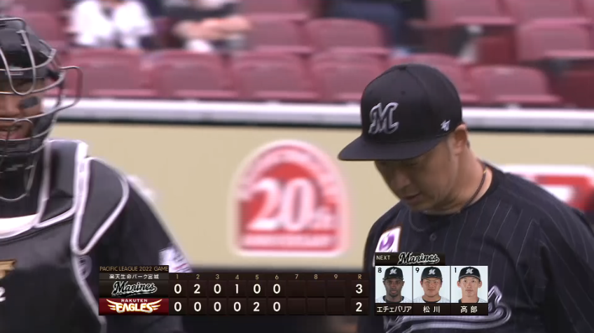 6回裏・M美馬学 さすがの集中力!! 一打逆転のピンチを無失点に抑える!!