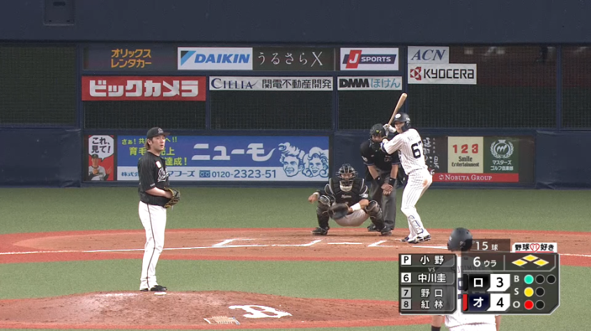 6回裏・B中川圭太 走者一掃タイムリー3ベースヒットを放つ!!