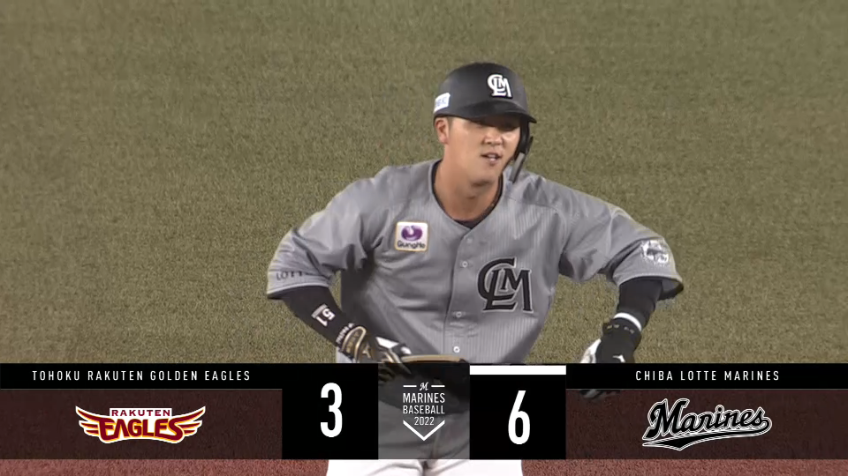 7回裏・M山口航輝 代打でライト線へのタイムリー2ベースヒットを放つ!!