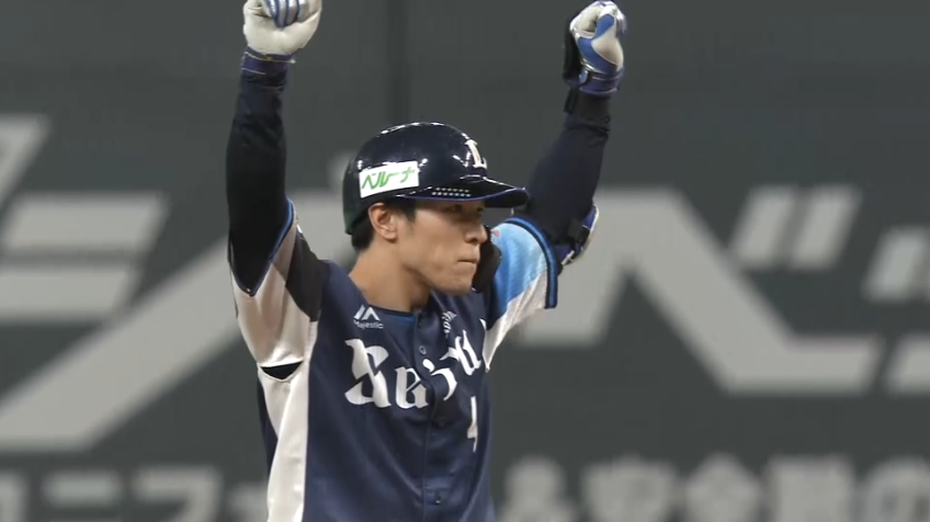 8回表・L山野辺翔 この回先頭で2ベースヒットを放ち、今季自身初の猛打賞!!