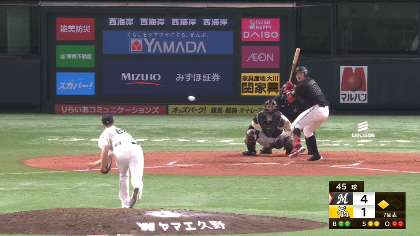 7回表・Hレイ 最後は空振り三振!! ロングリリーフで3回5奪三振無失点の好投!!