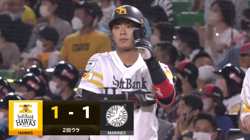 2回裏・H今宮健太 ライトへの同点タイムリーヒットを放つ!!