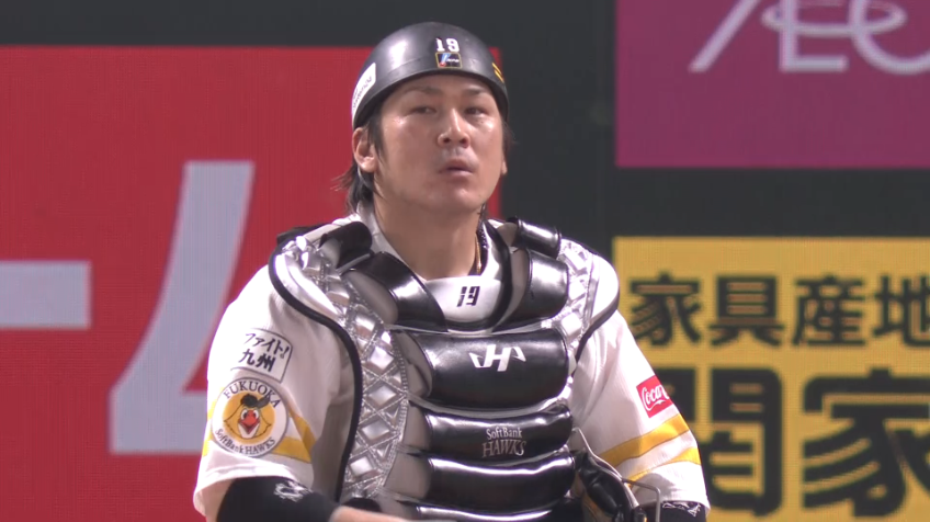 3回表・H甲斐拓也 キャノン炸裂!! 俊足のランナーをアウトにする!!