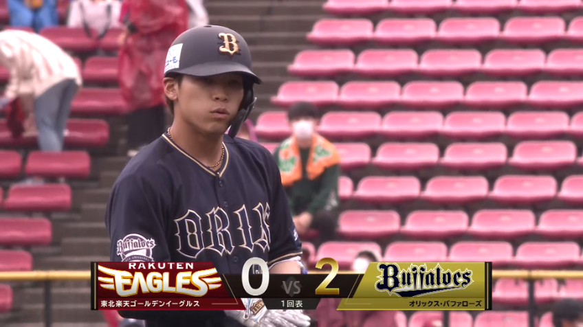 1回表・B中川圭太 レフトへの2点タイムリー2ベースヒットで先制に成功する!!