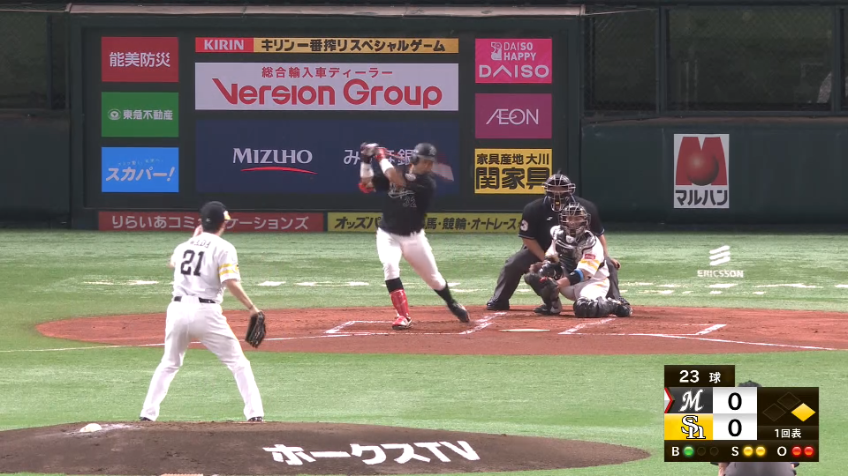 1回表・H和田毅 今季初勝利へ!! 初回を2奪三振無失点に抑える立ち上がり!!