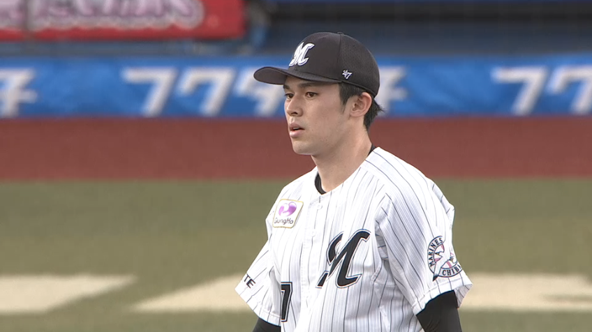 2回表・M佐々木朗希 146キロのフォークで4番・佐藤輝明から空振り三振を奪う!!