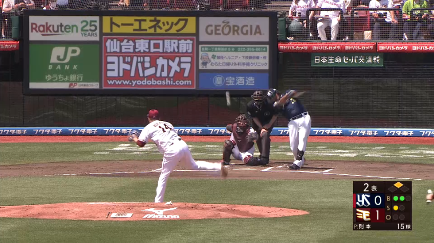 2回表・E浅村栄斗 攻守で魅せる!! 難しい打球をランニングスローでアウトに取った!!