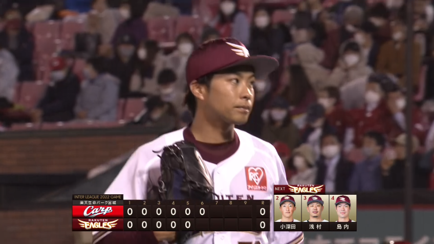 6回表・E辛島航 抜群の安定感!! 空振り三振を奪い6回を無失点に抑える!!