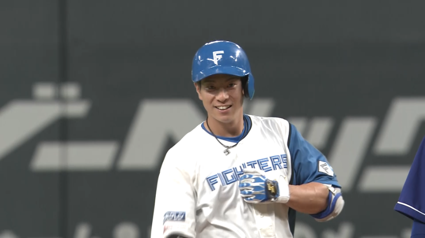 1回裏・F松本剛 レフトへ先制の2点タイムリー2ベースヒットを放った!!