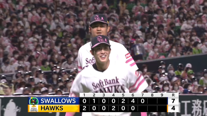 7回表・H周東佑京 見事な反応を見せてファインプレー!!