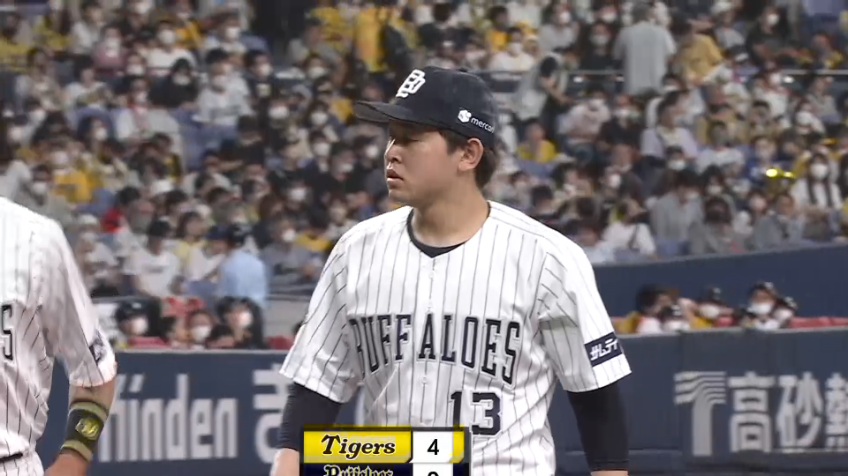 6回表・B宮城大弥 3球勝負!! 力強いストレートで空振り三振を奪う!!