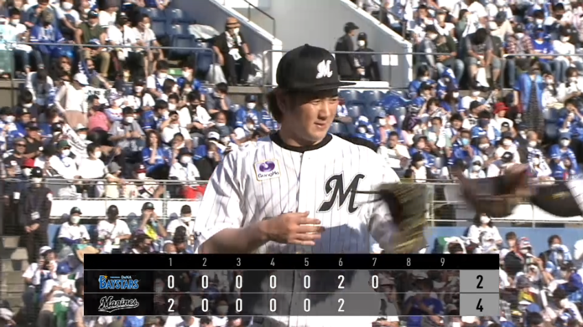 7回表・M小野郁 完璧なピッチング!! 代打のDB戸柱恭孝を3球三振に仕留める!!