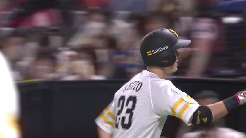 4回裏・H周東佑京 レフトへタイムリーヒットを放ち点差を広げる!!