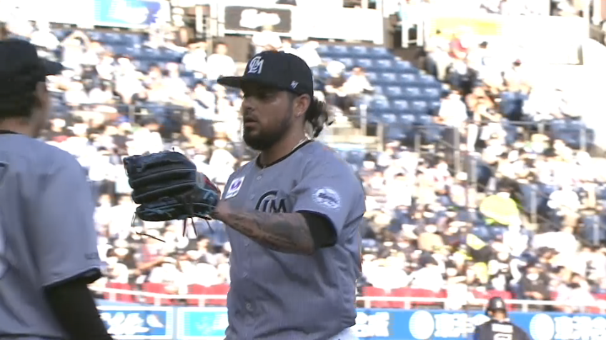 11回表・Mオスナ 来日2登板目にして抜群の安定感!! 3者凡退に抑える!!