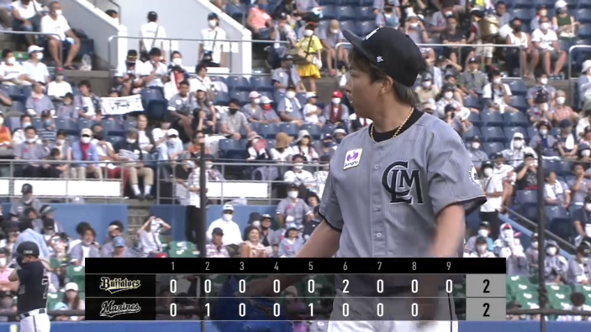 9回表・M益田直也 クローザーの意地!! 4番打者から見逃し三振を奪い3者凡退で抑える!!