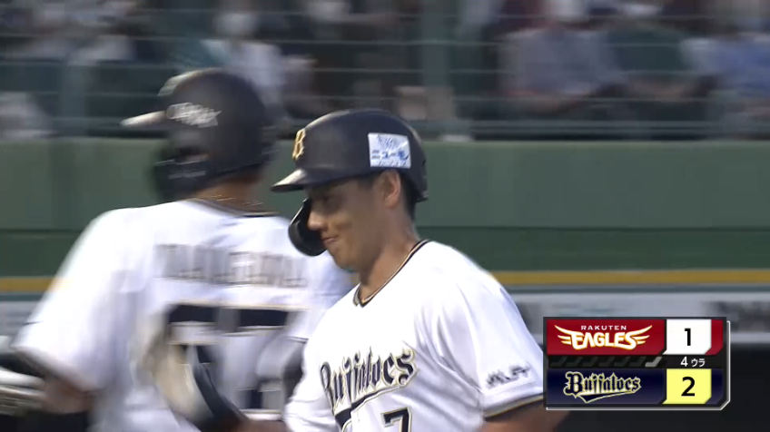 4回裏・B吉田正尚 完璧に捉えた！ 右中間スタンドへの7号逆転2ランを放つ!!