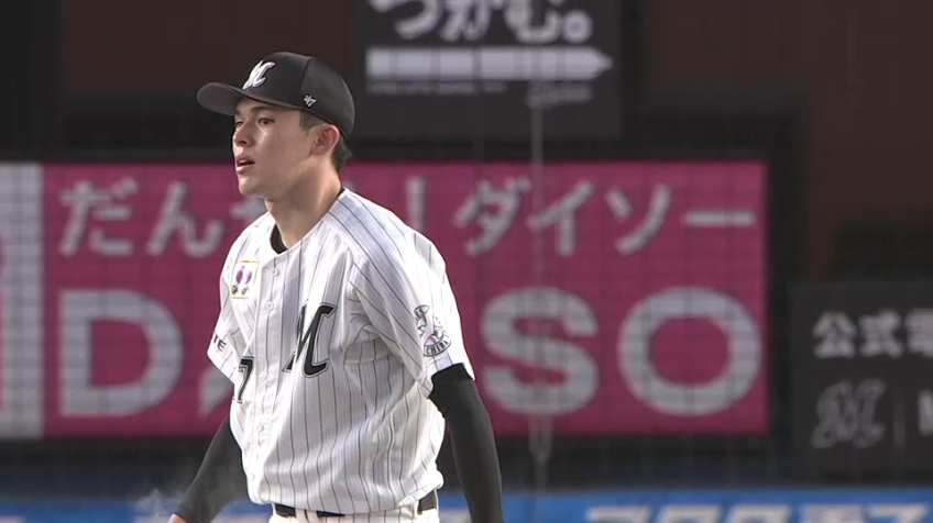 4回表・M佐々木朗希 E銀次から6者連続となる三振を奪い、奪三振数を2桁にのせる!!