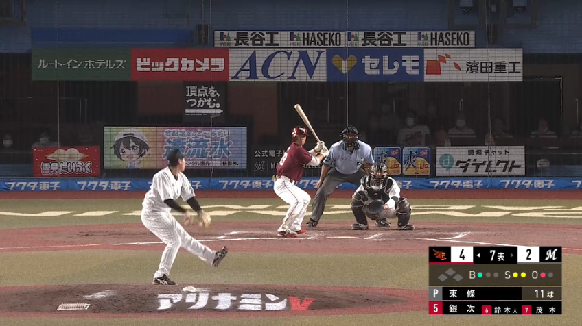 7回表・E銀次 本日3本目となる安打を放ち好調ぶりをアピールする!!