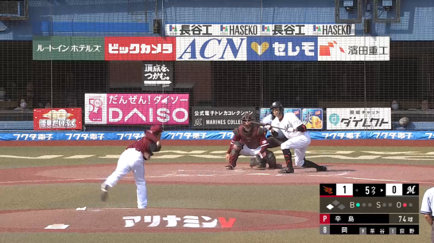 5回裏・M岡大海 執念でバットに当てた!! 意表を突くスクイズ!!