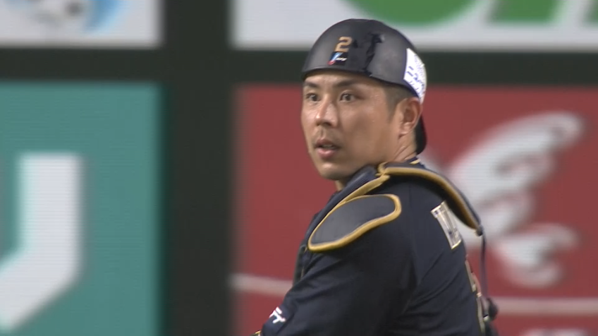 2回裏・B若月健矢 強肩発動!! 正確な送球で三振ゲッツー!!