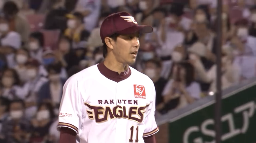 7回表・E岸孝之 久しぶりのランナーを背負うもダブルプレーに打ち取り、この回も3人で抑える!!