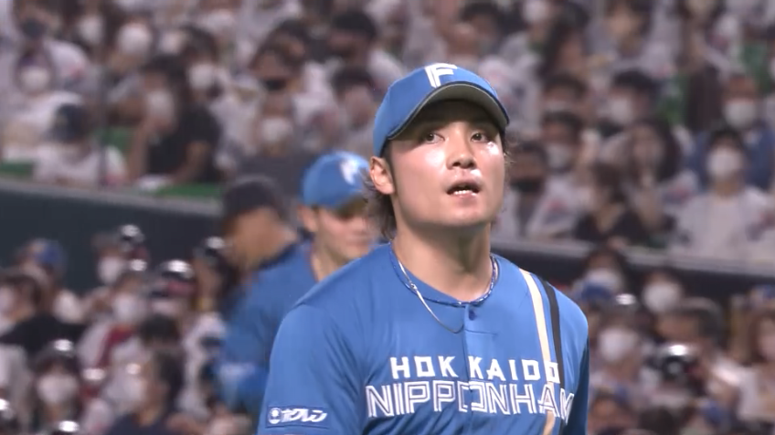 8回裏・F伊藤大海 変化球で空振り三振!! 8回135球8奪三振2失点の熱投!!