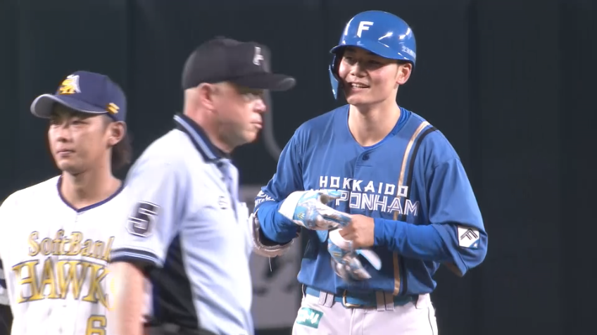 6回表・F清宮幸太郎 猛攻3連打!! ライト線へのタイムリー2ベースで追加点をあげる!!