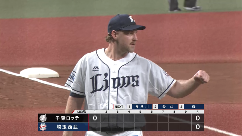 1回表・Lエンス 満塁のピンチを抑えて無失点!!