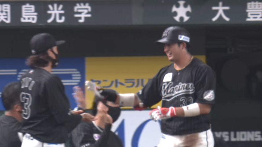 5回表・M佐藤都志也 先制の一発!! 右中間へソロホームランを放つ!!