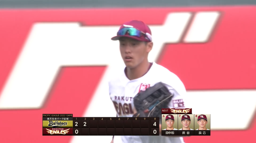 2回表・E辰己涼介 快足飛ばして左中間のフライをナイスキャッチ!!