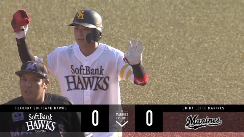 1回表・H今宮健太 2連打で先制!! 左中間を破るタイムリー2ベースヒットを放つ!!