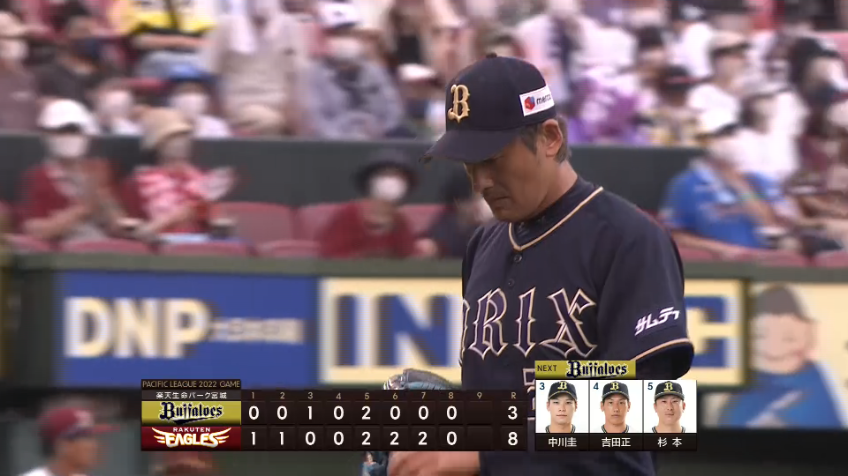 8回裏・B能見篤史 熟練の投球で1回を無失点に抑える!!