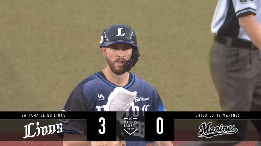 1回表・Lジャンセン・ウィティ レフトフェンス直撃のタイムリー2ベースヒットで初回からいきなり3点を先制する!!