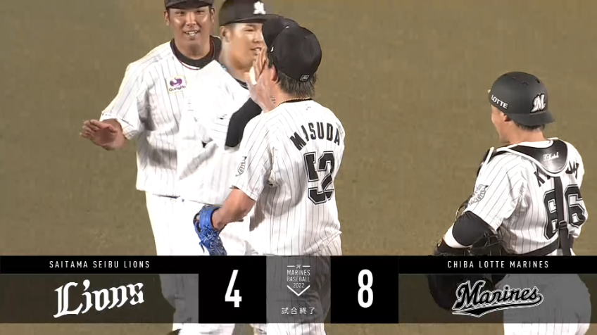 9回表・M益田直也 最終回を3者凡退に抑えて連勝を飾る!!