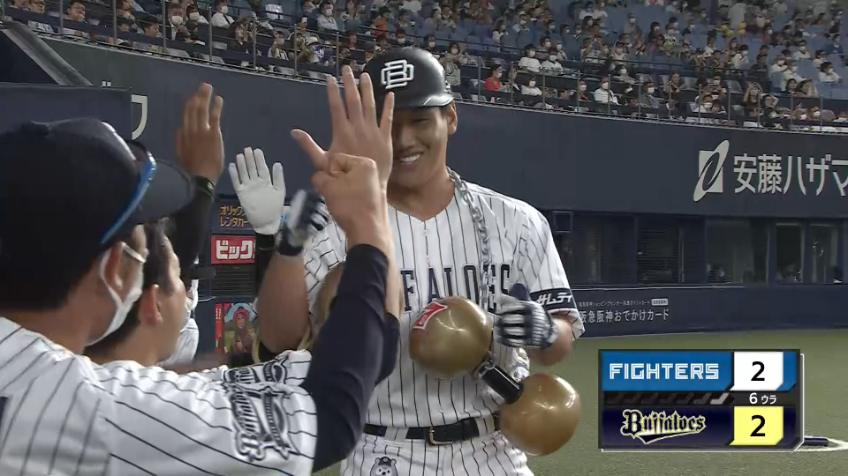 6回裏・B吉田正尚 2戦連発!! レフトスタンドへ同点となる第11号2ランホームランを放つ!!