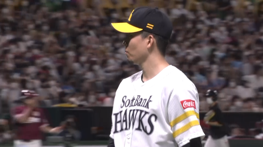 7回表・H千賀滉大 ピンチの場面で見事に併殺に仕留める!! 7回まで7奪三振無失点の好投を見せる!!