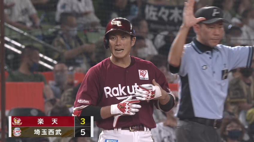 6回表・E岡島豪郎 初球から打った!! センターへのタイムリー3ベースヒット!!