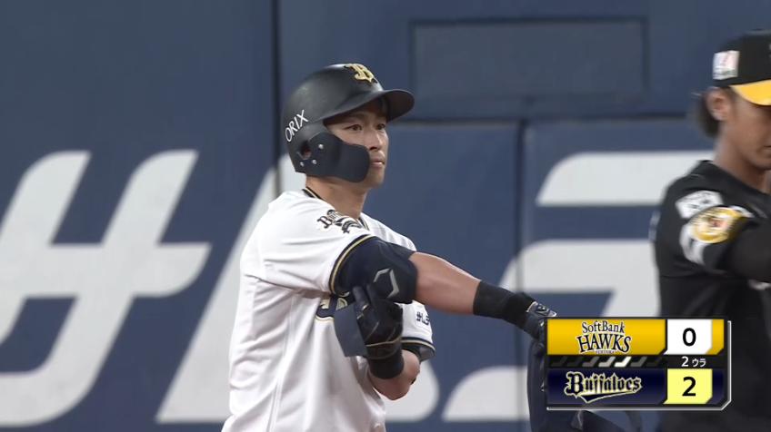 2回裏・B福田周平 ライトの頭上を越えるタイムリー2ベースヒットを放つ!!